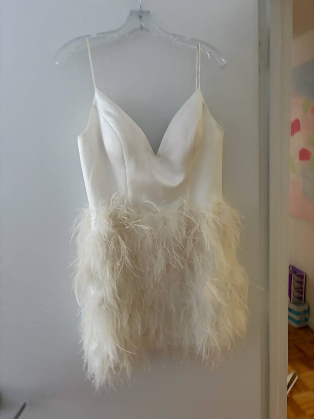 UNTAMED PETALS BY AMANDA JUDGE Ivory Feather Mini Dress